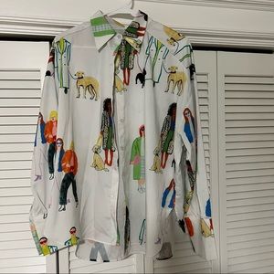 Artsy Patterned Button Up Blouse